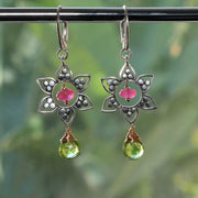 Annisa - Sterling Silver Lotus Mandala Gemstone Earrings alt image | Breathe Autumn Rain Artisan Jewelry