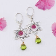 Annisa - Sterling Silver Lotus Mandala Gemstone Earrings main image | Breathe Autumn Rain Artisan Jewelry