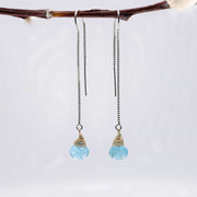 Apatite Gemstone Silver Thread Earrings alt image | Breathe Autumn Rain Artisan Jewelry