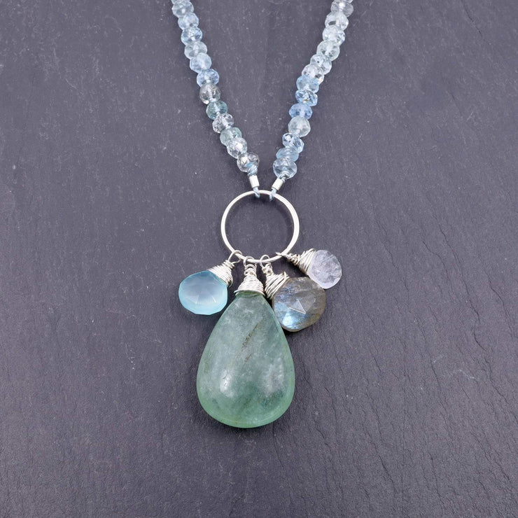 Aquamarine Peridot Multi-Gemstone Necklace detail image | Breathe Autumn Rain Artisan Jewelry