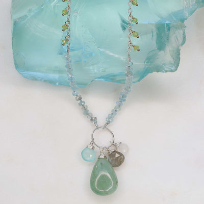 Aquamarine Peridot Multi-Gemstone Necklace main image | Breathe Autumn Rain Artisan Jewelry