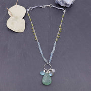 Aquamarine Peridot Multi-Gemstone Necklace alt image | Breathe Autumn Rain Artisan Jewelry