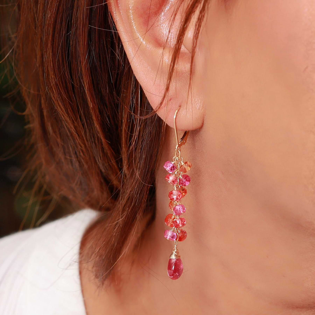 August Sunset - Sapphire Gold Earrings life style image | Breathe Autumn Rain Artisan Jewelry