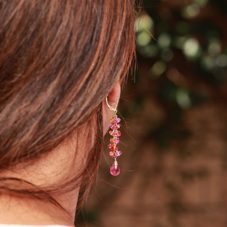 August Sunset - Sapphire Gold Earrings life style alt image | Breathe Autumn Rain Artisan Jewelry