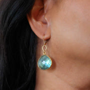 Aurora - Large Labradorite Gold Earrings