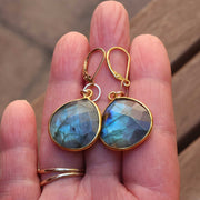 Aurora - Large Labradorite Gold Earrings