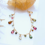 Autumn Harmony - Multi Tourmaline Gold Necklace alt image | Breathe Autumn Rain Artisan Jewelry