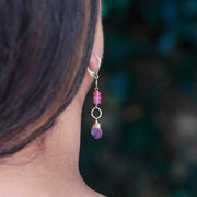 Autumn in Abundance -Tourmaline and Pink Sapphire Gold Earrings life style alt image | Breathe Autumn Rain Artisan Jewelry
