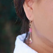 Autumn in Abundance -Tourmaline and Pink Sapphire Gold Earrings life style image | Breathe Autumn Rain Artisan Jewelry