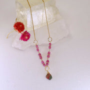 Autumn In Abundance - Tourmaline and Pink Sapphire Gold Necklace alt image | Breathe Autumn Rain Artisan Jewelry