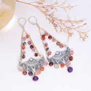 Autumn in Dusk - Multi-Spinel Silver Chandelier Earrings alt image | Breathe Autumn Rain Artisan Jewelry