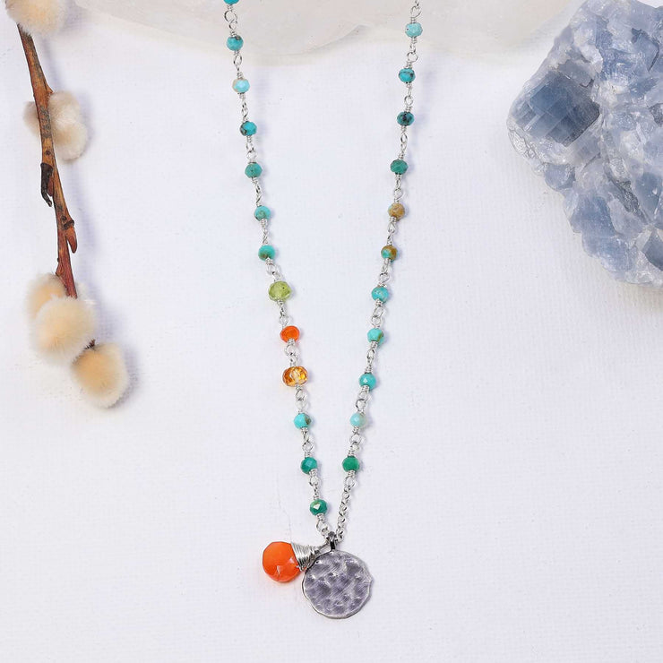 Autumn on the Beach - Turquoise Citrine and Carnelian Sterling Silver Necklace main image | Breathe Autumn Rain Artisan Jewelry