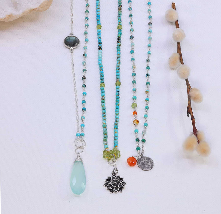 Beach Walk - Turquoise Labradorite Chalcedony Silver Necklace multi image | Breathe Autumn Rain Artisan Jewelry
