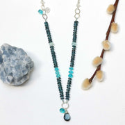 Azores - Navy Kyanite and Apatite Knotted Necklace main image | Breathe Autumn Rain Artisan Jewelry
