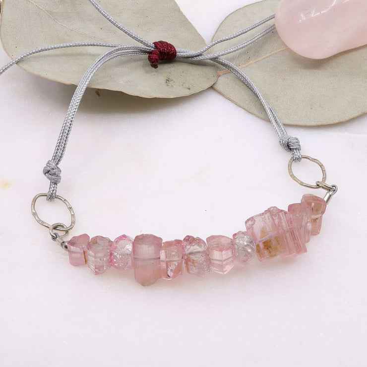 Balos Bay - Rare Pink Tourmaline Cord Bracelet detail image | Breathe Autumn Rain Artisan Jewelry