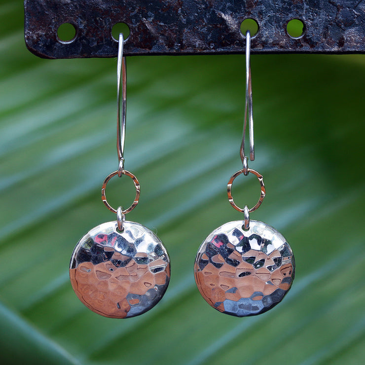 Barbados - Hammered Dome Earrings in Sterling Silver or Gold Filled - BreatheAutumnRain