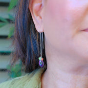Beatrix - Amethyst Quartz Multi-Gemstone Silver Thread Earrings main image | Breathe Autumn Rain Artisan Jewelry