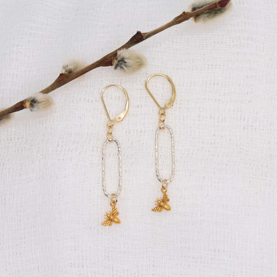 Bee Keeper - Mixed Metal Drop Earrings main image | Breathe Autumn Rain Artisan Jewelry