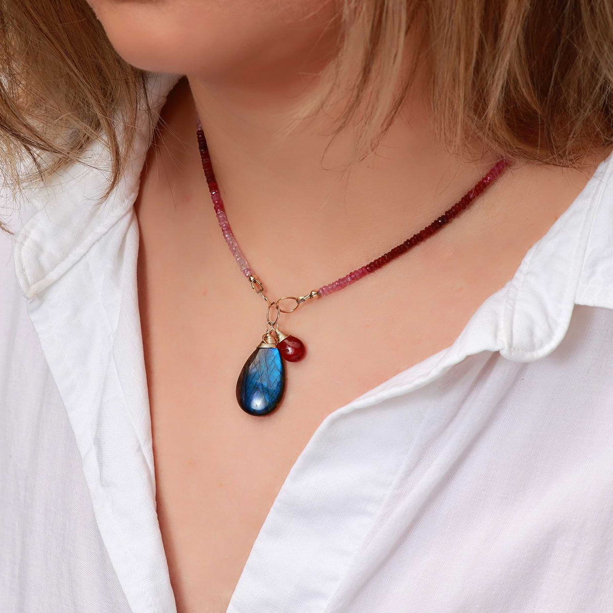Raining Ruby Ombre Ruby Necklace | Breathe Autumn Rain Jewelry