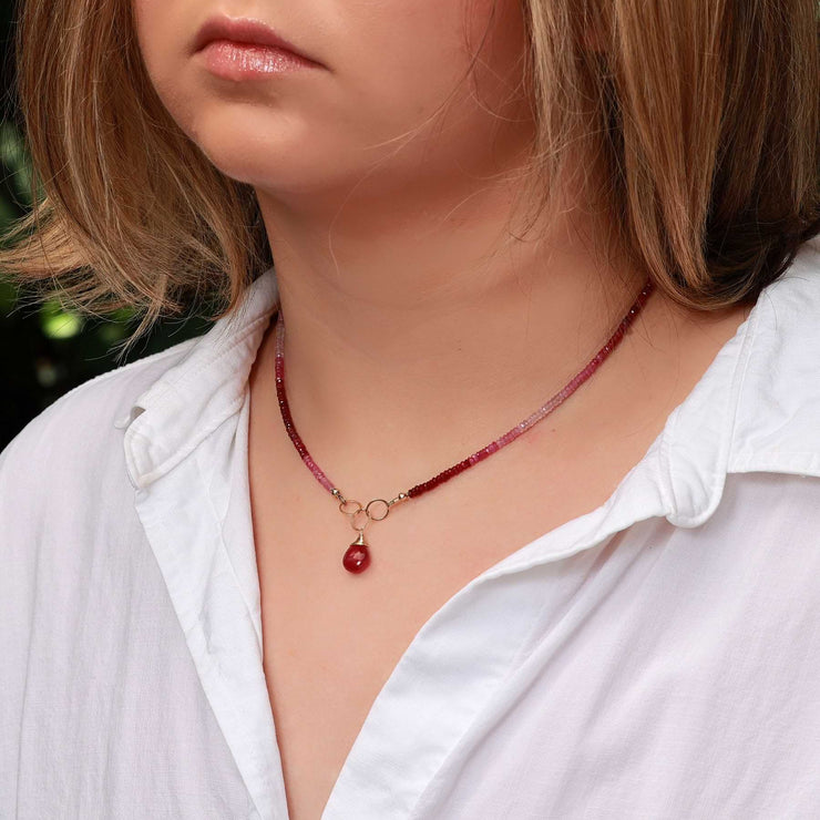 Bella - Ombre Ruby Gold Necklace