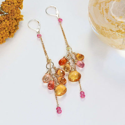 Bellini and Brunch - Padparadscha Sapphire Earrings alt image | Breathe Autumn Rain Artisan Jewelry