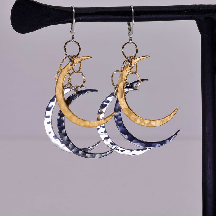 Bewitched - Crescent Moon Dangling Mobile Earrings main image | Breathe Autumn Rain Artisan Jewelry
