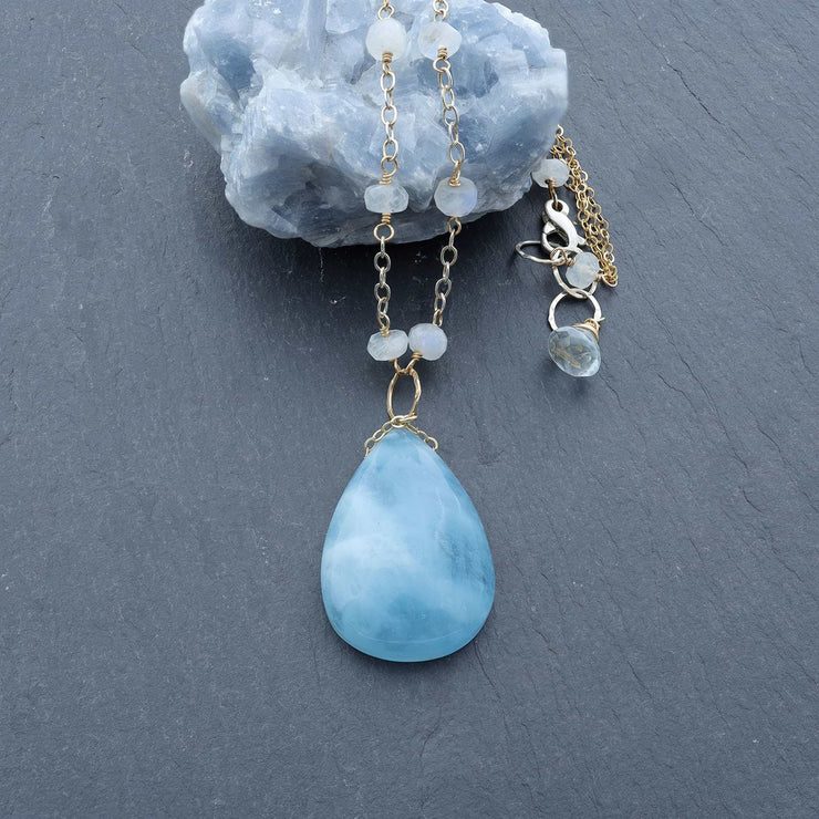 Big Blue Sky - Aquamarine Necklace alt image | Breathe Autumn Rain Artisan Jewelry