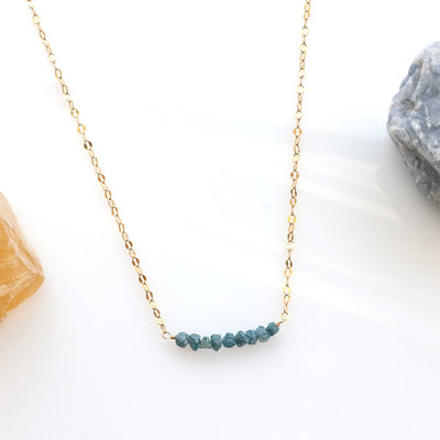 Bleu - Raw Blue Diamond Gold Bar Necklace main image | Breathe Autumn Rain Artisan Jewelry