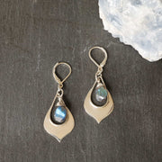 Labradorite Silver Teardop Earrings alt image | Breathe Autumn Rain Artisan Jewelry