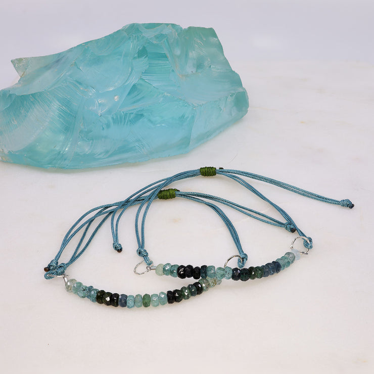 Blue Ombre Tourmaline Cord Bracelet alt image | Breathe Autumn Rain Artisan Jewelry