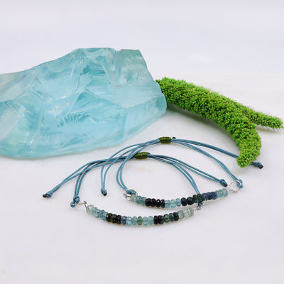 Blue Ombre Tourmaline Cord Bracelet main image | Breathe Autumn Rain Artisan Jewelry