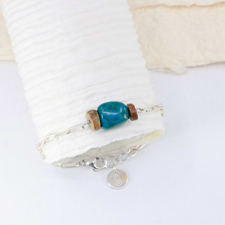 Blue Water - Chrysocolla Silver Stacking Bracelet alt image | Breathe Autumn Rain Artisan Jewelry