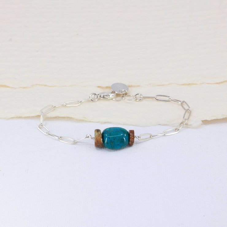 Blue Water - Chrysocolla Silver Stacking Bracelet main image | Breathe Autumn Rain Artisan Jewelry