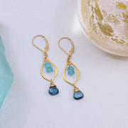 Bluebells and Tidepools - London Blue Topaz Apatite Gold Chandelier Earrings alt image | Breathe Autumn Rain Artisan Jewelry