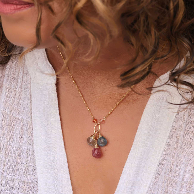 Bouquet de Fleurs - Dainty Sapphire Necklace Variant B | Breathe Autumn Rain Artisan Jewelry