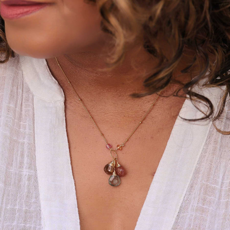 Bouquet de Fleurs - Dainty Sapphire Necklace Variant C | Breathe Autumn Rain Artisan Jewelry