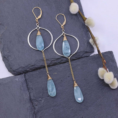 Breeze - Aquamarine Drop Earrings main image | Breathe Autumn Rain Artisan Jewelry