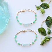 Bristol - Aquamarine and Chrysoprase Gold Bracelet main image | Breathe Autumn Rain Artisan Jewelry