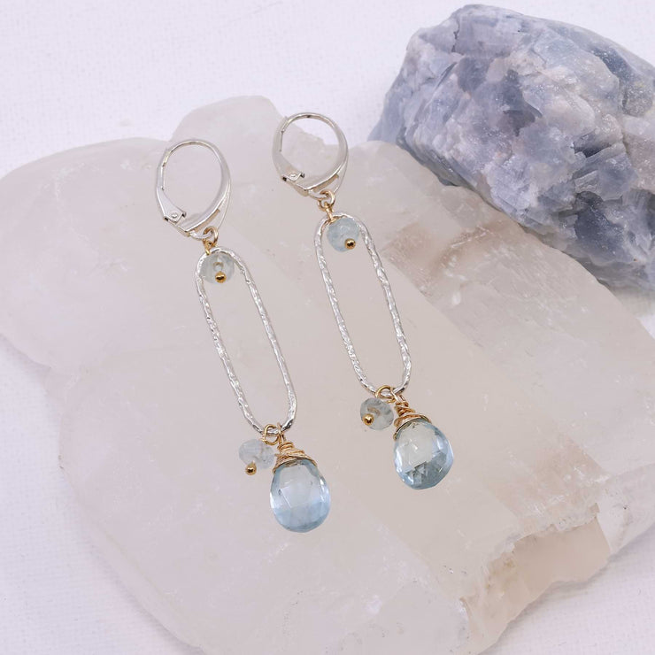 Brooklyn - Limited Edition Aquamarine Drop Earrings main image | Breathe Autumn Rain Artisan Jewelry