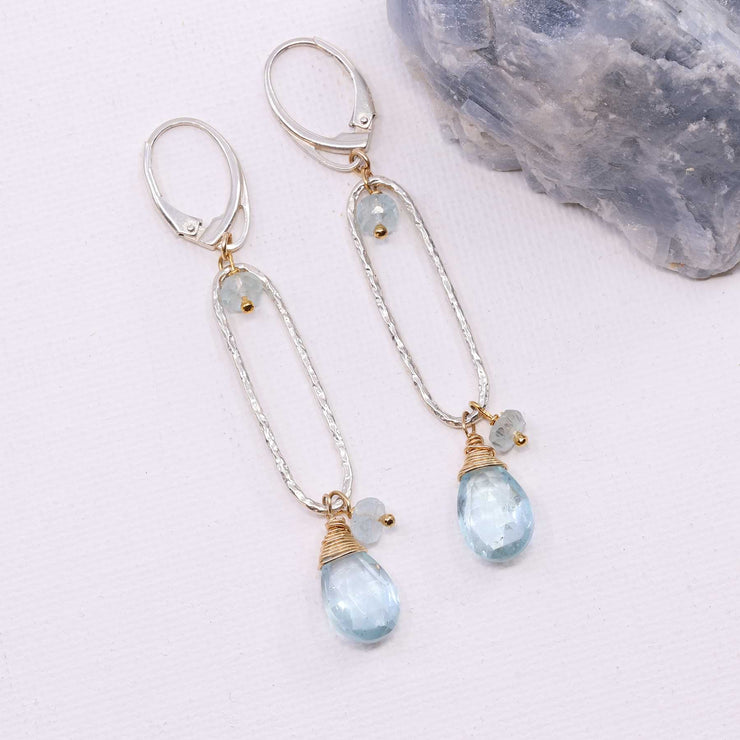 Brooklyn - Limited Edition Aquamarine Drop Earrings alt image | Breathe Autumn Rain Artisan Jewelry