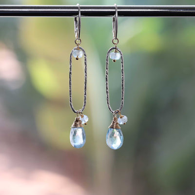 Brooklyn - Limited Edition Aquamarine Drop Earrings alt image | Breathe Autumn Rain Artisan Jewelry