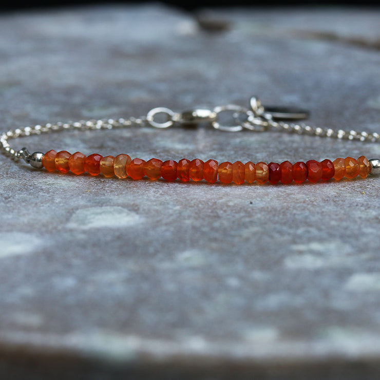 California Poppy - Ombre Carnelians Sterling Silver Stacking Bracelet | BreatheAutumnRain