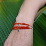 California Poppy - Ombre Carnelians Sterling Silver Stacking Bracelet - life style image | BreatheAutumnRain