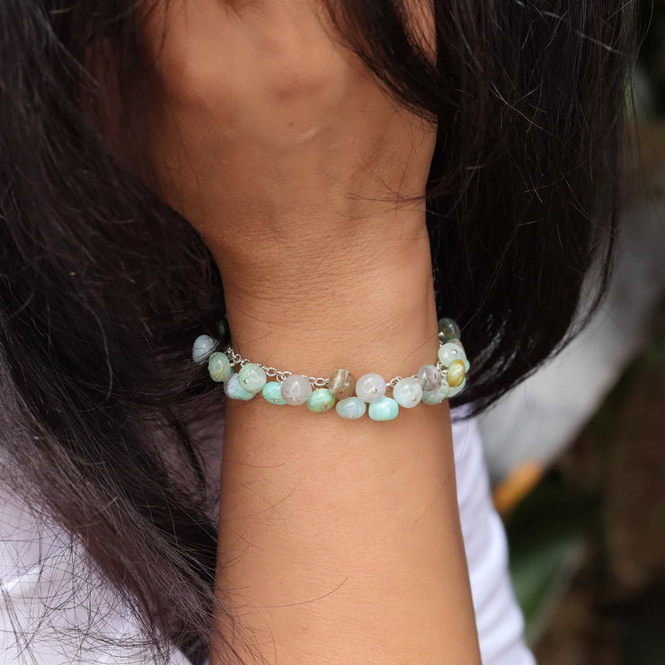 Calypso - Peruvian Opal Silver Bracelet life style image | Breathe Autumn Rain Artisan Jewelry