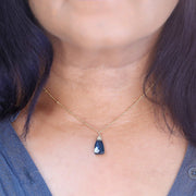 Camden - Kyanite Pendant Gold Necklace life style image | Breathe Autumn Rain Artisan Jewelry