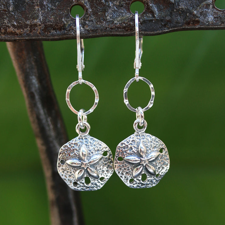 Cape Cod - Silver Sand Dollar Earrings - BreatheAutumnRain