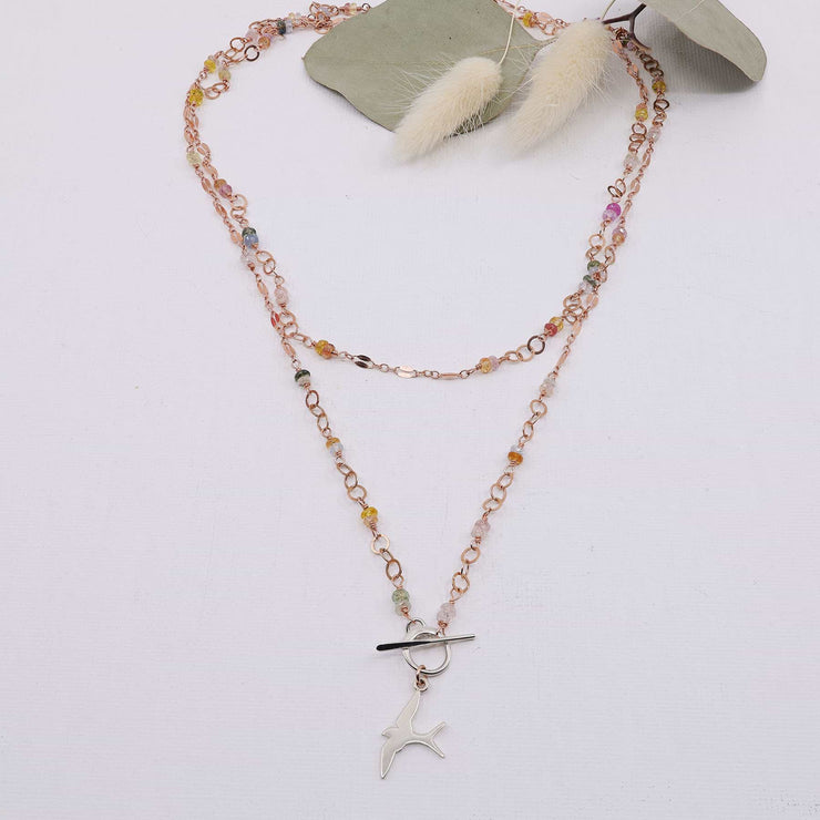 Capistrano - Rose Gold Sapphire or Spinel Lariat Necklace