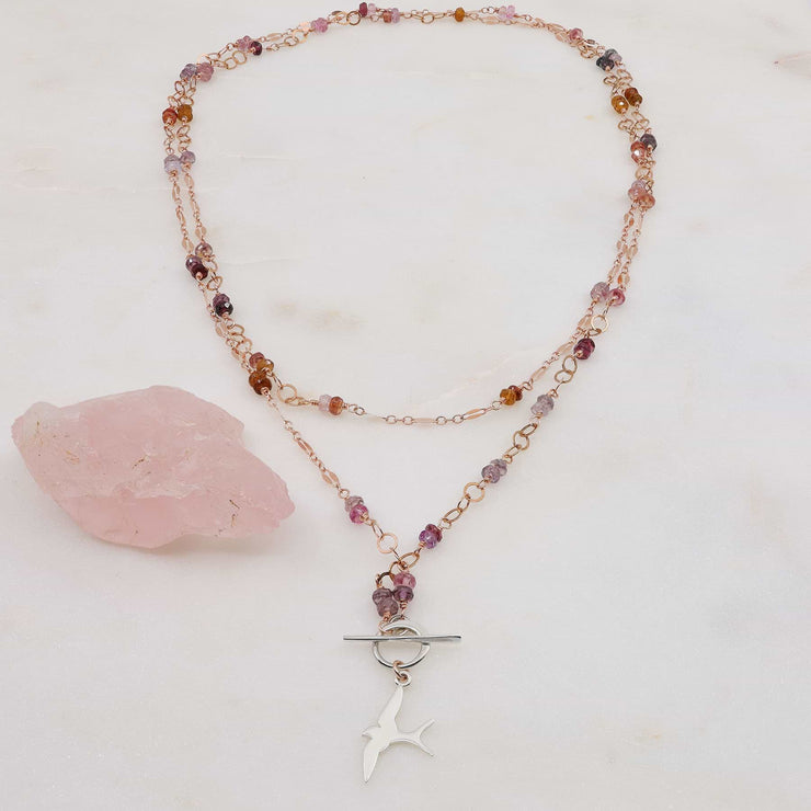 Capistrano - Rose Gold Sapphire or Spinel Lariat Necklace