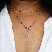 Capistrano - Rose Gold Spinel Lariat Necklace life style image | Breathe Autumn Rain Artisan Jewelry