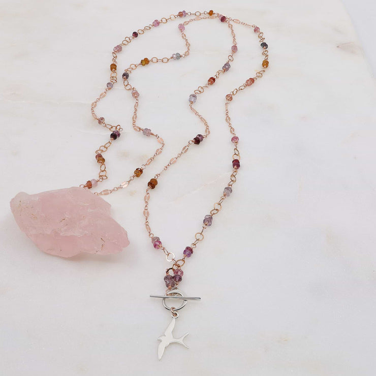 Capistrano - Rose Gold Sapphire or Spinel Lariat Necklace main image | Breathe Autumn Rain Artisan Jewelry